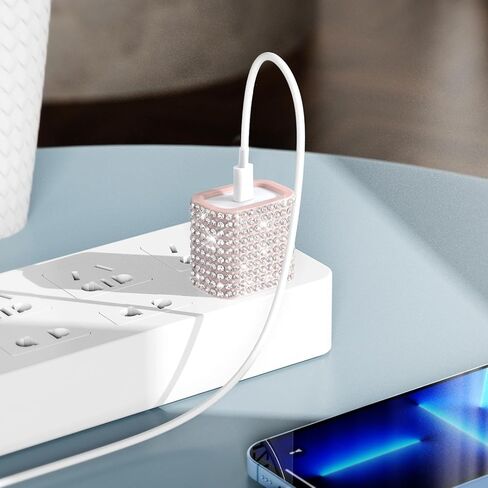 Protective Case for 20W/18W USB-C Power Adapter Charger, Bling Cute Case Cover for iPhone Chargers (Pink) in Saudi Arabia