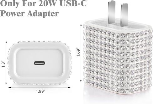Protective Case for 20W/18W USB-C Power Adapter Charger, Bling Cute Case Cover for iPhone Chargers (Pink) in Kuwait