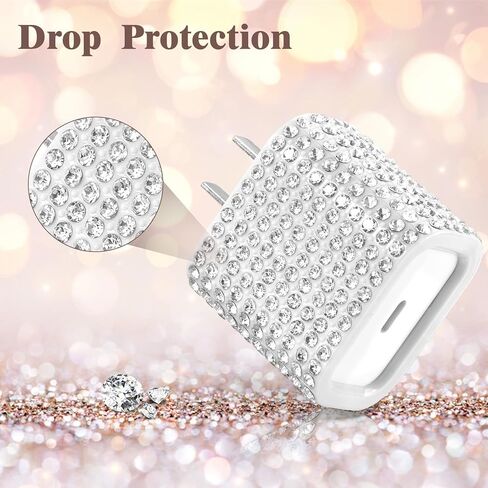 Protective Case for 20W/18W USB-C Power Adapter Charger, Bling Cute Case Cover for iPhone Chargers (Pink) in Kuwait