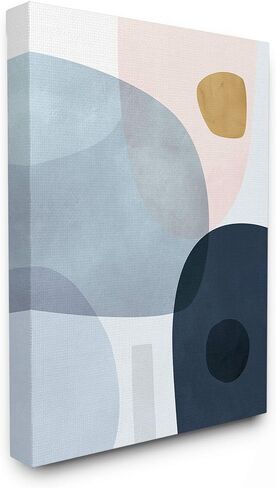 Stupell Industries Mod Shapes Slate Blue Navy and Peach Overlapping Abstract Black Framed Wall Art, 11 x 14, Multi-Color in Saudi Arabia