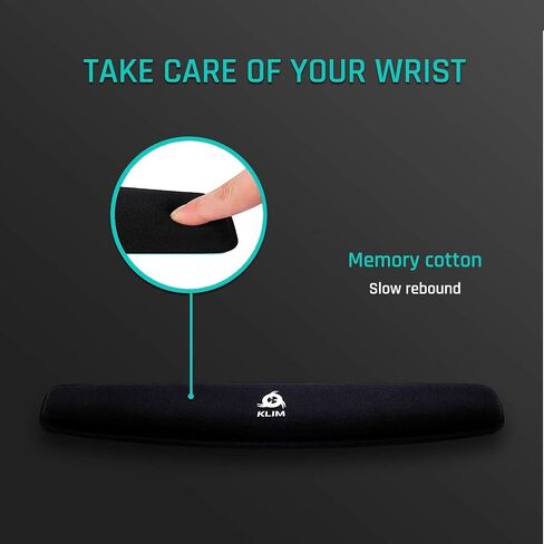 KLIM Keyboard Wrist Rest - Premium Quality - Anti-Slip Base - Comfortable and Soft - Memory Foam Wrist Rest for All Keyboards - Anti-tendonitis + Carpal Tunnel Relief - Black in Saudi Arabia