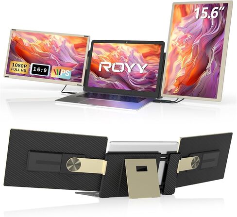 Laptop Screen Extender Triple Monitor - 15.6" Portable Monitor 85% NTSC FHD 1080P IPS 235° Rotation Detachable Screen Design Extra Screen compatible with Mac Wins Dex Chrome Fits 13"-17" Laptops in Saudi Arabia