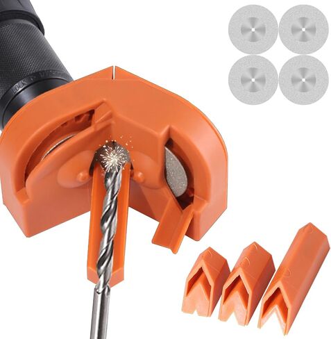 Multipurpose Drill Bit Sharpener for All Bits Mill Drill Machine Blade Sharpening Tool with 4 Grinding Wheels, Pocket Size, Orange in Saudi Arabia