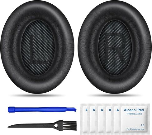 وسائد أذن بديلة لسماعات الرأس Bose QuietComfort 35 (QC35) وQuiet Comfort 35 II (QC35 ii)، وسادات الأذن مع جلد أكثر نعومة، وإسفنج عازل للضوضاء، وسمك إضافي، أسود2 in Kuwait