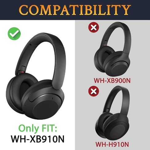 SOULWIT Cooling Gel Earpads Cushions Replacement for Sony WH-XB910 XB910N Extra Bass Noise Cancelling Headphones, for Sony WHXB910N Wireless Headset, Ear Pads with Noise Isolation Foam - Black in Saudi Arabia