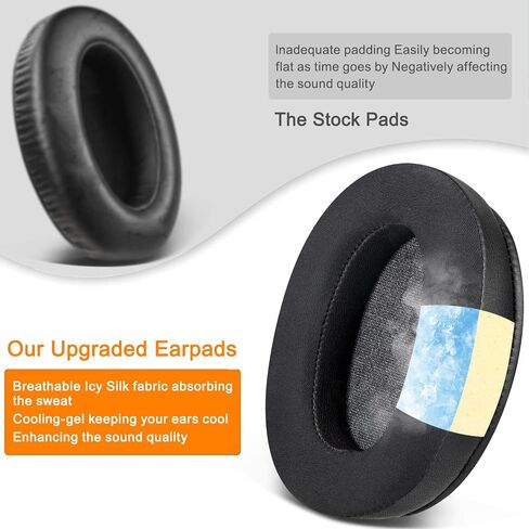SOULWIT Cooling Gel Earpads Cushions Replacement for Sony WH-XB910 XB910N Extra Bass Noise Cancelling Headphones, for Sony WHXB910N Wireless Headset, Ear Pads with Noise Isolation Foam - Black in Saudi Arabia