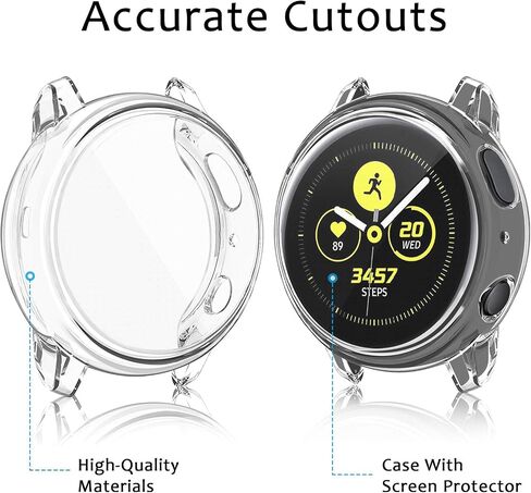 Meliya 4 Pack Screen Protector for Samsung Galaxy Watch Active 2 40mm 44mm, TPU All-Around Protective Case Cover Rugged Bumper Shell Accessories for Samsung Galaxy Watch Active 2 in Kuwait