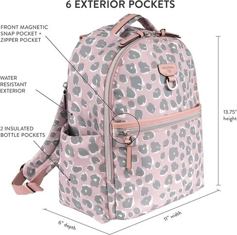 حقيبة ظهر TWELVElittle Midi Go للحفاضات مع وسادة تغيير الحفاضات، حقيبة ظهر للحفاضات للأمهات أو الآباء مع جيوب معزولة بألوان مخططة in Kuwait