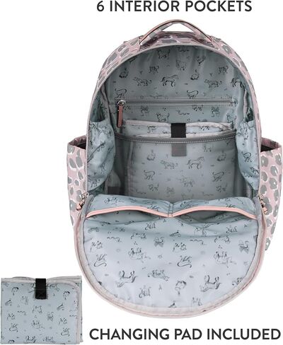 حقيبة ظهر TWELVElittle Midi Go للحفاضات مع وسادة تغيير الحفاضات، حقيبة ظهر للحفاضات للأمهات أو الآباء مع جيوب معزولة بألوان مخططة in Kuwait