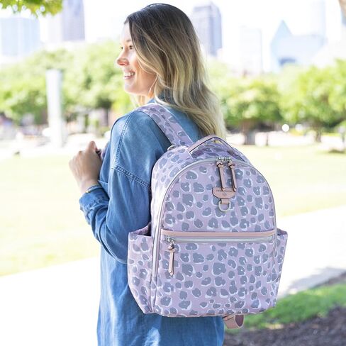 حقيبة ظهر TWELVElittle Midi Go للحفاضات مع وسادة تغيير الحفاضات، حقيبة ظهر للحفاضات للأمهات أو الآباء مع جيوب معزولة بألوان مخططة in Kuwait