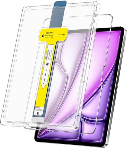 واقي شاشة TQLGY لجهاز iPad Air 13 بوصة M2 (2024)، زجاج مقسى 9H، شفاف عالي الدقة، مضاد للخدش، تركيب تلقائي لإزالة الغبار، عبوة واحدة in Kuwait
