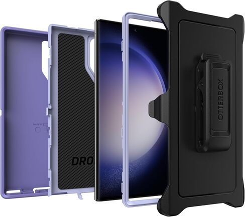 OtterBox Galaxy S23 Ultra (فقط) - حافظة سلسلة Defender - أسود - متين ومتين - مع حماية للمنافذ - تتضمن حامل مشبك الحافظة - عبوة غير مخصصة للبيع بالتجزئة in Kuwait