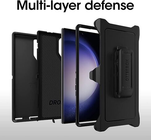 OtterBox Galaxy S23 Ultra (فقط) - حافظة سلسلة Defender - أسود - متين ومتين - مع حماية للمنافذ - تتضمن حامل مشبك الحافظة - عبوة غير مخصصة للبيع بالتجزئة in Saudi Arabia