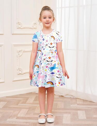 Toddler Dress Cotton Casual Short Sleeve Swing Sundress Little Girl Birthday Party Summer Playwear Dresses in Saudi Arabia