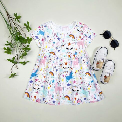 Toddler Dress Cotton Casual Short Sleeve Swing Sundress Little Girl Birthday Party Summer Playwear Dresses in Saudi Arabia