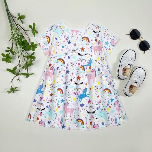 Toddler Dress Cotton Casual Short Sleeve Swing Sundress Little Girl Birthday Party Summer Playwear Dresses in Saudi Arabia