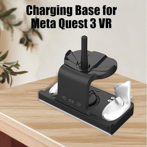 MOSHOU Charging Base for Meta Quest 3 VR, Wireless Charging Stand with RGB Lights, Charging Base for Quest 3 Headset and Controller, 2 Rechargeable Batteries for Oculus/Meata Quest 3 (White) in Kuwait