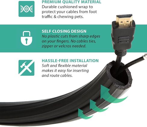 UTW-FCW12-BK 12-Feet Flexi Cable Wrap, Black in Saudi Arabia