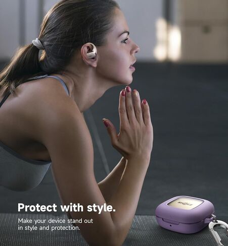 غطاء حافظة SHOKZ OpenFit من SURITCH، حافظات مغناطيسية مقاومة للصدمات لسماعات أذن SHOKZ OpenFit مفتوحة الأذن، سماعات رأس بلوتوث لاسلكية حقيقية، غطاء واقٍ مع قفل غطاء مغناطيسي وحلقة تسلق، أرجواني in Saudi Arabia