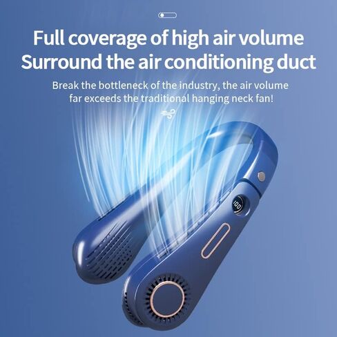 Bladeless Neck Fan - 4500mAh Rechargeable Portable Fan (MAX 10H) - Low Noise 4 Speed Personal Fan -Foldable Wearable Fan with 2 Adjustable Duct Design - Travel Fan for Camping, Outdoor in Saudi Arabia