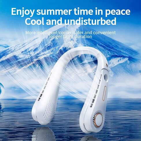 Bladeless Neck Fan - 4500mAh Rechargeable Portable Fan (MAX 10H) - Low Noise 4 Speed Personal Fan -Foldable Wearable Fan with 2 Adjustable Duct Design - Travel Fan for Camping, Outdoor in Saudi Arabia