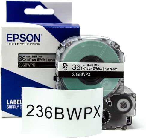 Epson LABELWORKS 236BBPX PET (Polyester) Tape Cartridge - Black on Blue Label Maker Tape - 1.5" (36MM) Wide, 30' in Saudi Arabia