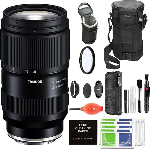 عدسة Tamron 28-75 مم f/2.8 Di III VXD G2 لهاتف Sony E مع وصلة البكسل ملحقات متقدمة وحزمة سفر (ضمان محدود لمدة 6 سنوات في الولايات المتحدة الأمريكية) | عدسة 28-75 ملم in Kuwait