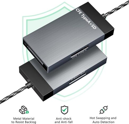 قارئ بطاقات الذاكرة CFexpress Type A وSD ثنائي الفتحات، قارئ بطاقات USB 3.1 ثنائي الفتحات بسرعة 10 جيجابت في الثانية، قارئ بطاقات CF، SDHC، SD، SDXC، قارئ بطاقات الذاكرة متوافق مع أنظمة التشغيل Windows/Mac OS/Linux/Android in Kuwait