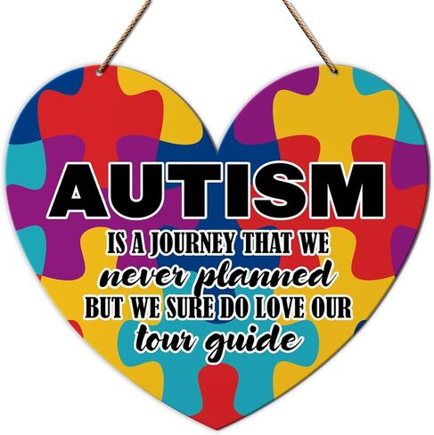 علامة باب حائطية للتوعية بالتوحد، علامة ملهمة للتوحد، غرفة نوم الأطفال، غرفة نوم الأطفال، لوحة ديكور جدارية معلقة من الخشب، هدايا تحفيزية للأطفال الذين يعانون من التوحد، التوحد هو رحلة in Kuwait