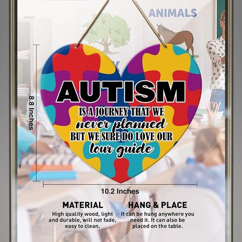 علامة باب حائطية للتوعية بالتوحد، علامة ملهمة للتوحد، غرفة نوم الأطفال، غرفة نوم الأطفال، لوحة ديكور جدارية معلقة من الخشب، هدايا تحفيزية للأطفال الذين يعانون من التوحد، التوحد هو رحلة in Kuwait