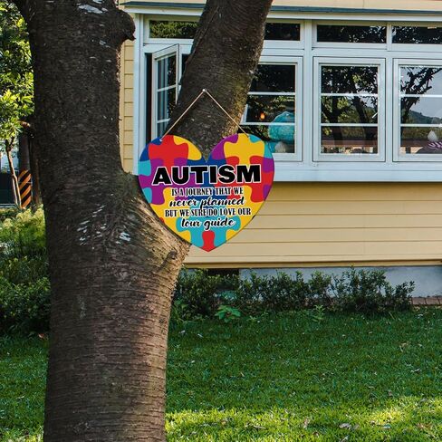 علامة باب حائطية للتوعية بالتوحد، علامة ملهمة للتوحد، غرفة نوم الأطفال، غرفة نوم الأطفال، لوحة ديكور جدارية معلقة من الخشب، هدايا تحفيزية للأطفال الذين يعانون من التوحد، التوحد هو رحلة in Kuwait