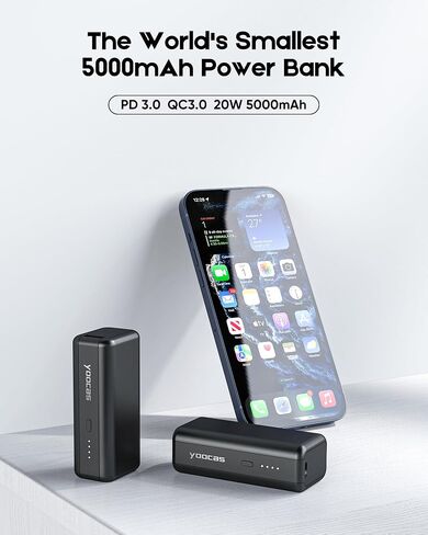 Mini Portable Charger- 5000mah 4.5oz Lightweight Power Bank-Dual Ports PD 20w Fast-Charging Battery Pack Compatible with iPhone,ipad,Samsung,Android,Aipods,and More. in Saudi Arabia