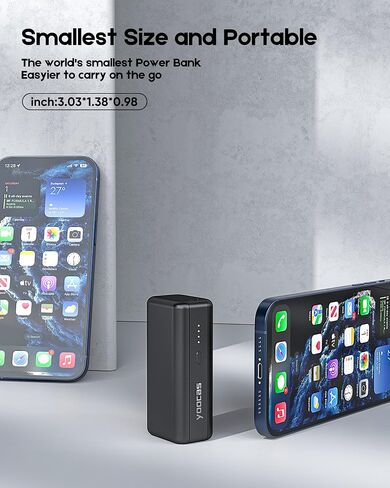 Mini Portable Charger- 5000mah 4.5oz Lightweight Power Bank-Dual Ports PD 20w Fast-Charging Battery Pack Compatible with iPhone,ipad,Samsung,Android,Aipods,and More. in Saudi Arabia
