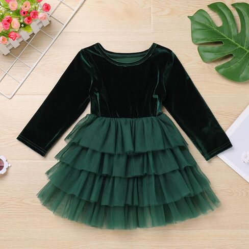 AWIBMK Toddler Girls Christmas Velvet Dress for Kids Tulle Velvet Princess Vintage Evening Dresses Fall Winter Outfits in Saudi Arabia