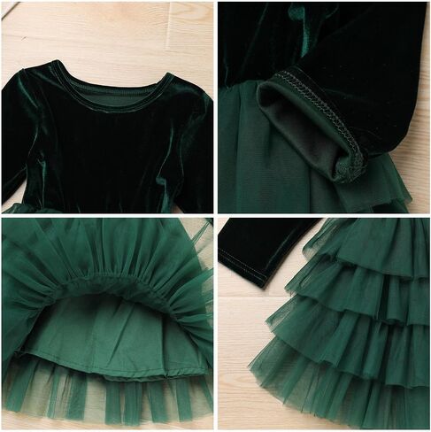AWIBMK Toddler Girls Christmas Velvet Dress for Kids Tulle Velvet Princess Vintage Evening Dresses Fall Winter Outfits in Saudi Arabia
