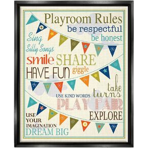 Stupell Industries Playroom Rules With Pennants In Blue, Design by Finny and Zook