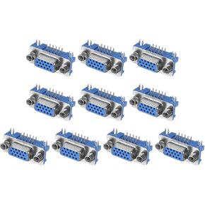 uxcell VGA Connector VGA15 Female Socket 15-pin 3-Row Female Serial Port Terminal Breakout for Mechanical Equipment CNC Computers Pack of 10