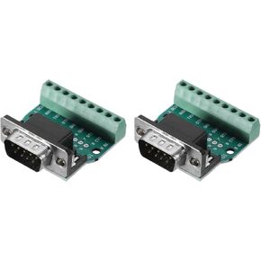uxcell 2pcs D-sub DB9 Connector Breakout Board 9 Pin 2 Row Male RS232 Serial Port Solderless Terminal Block Adapter