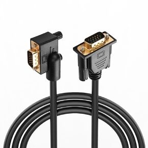 PNGKNYOCN 90 Degree VGA RGB Cable, 1080P Full HD Left Angle VGA Male to VGA Male Monitor Cable for Computer Monitor Projector and More 1.5M (L)