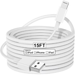 سلك شاحن iPhone بطول 15 قدم من Cabepow، [معتمد من Apple MFi] كابل iPhone USB A طويل إلى Lightning، سلك شحن سريع 2.4A iPhone لهاتف iPhone 14 13 12 11 Pro Max/Pro/Plus/X/XS/XR/XS Max/ 8/7
