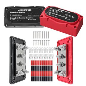 450A Bus Bar 12v Power Distribution Block 6 x 5/16"(M8) Terminal Block Heavy Duty Waterproof Buss Bar Junction Block Marine Battery Bus bar for Automotive Boat Solar System