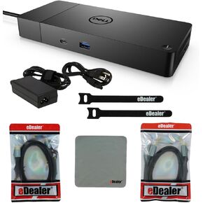 Dell WD19S 130W Docking Station (90W Power Delivery) USB-C, HDMI, Dual DisplayPort, Black, No 3.5mm Ports + Starter Kit Bundle