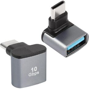 QIANRENON 90°Angle USB C to USB 3.1 OTG Adapter 10Gbps Type C Male to USB 3.1 Female Right Angle Coupler USB 3.2 Gen 2 Data Transfer Connector 100W for Smartphone Tablet, 2 Pcs