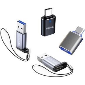 4 Pack USB C to USB Adapter uperSpeed Data Transfer & Fast Charging, 2 USB Type C Male to USB 3.0 Female with light, 2 USB 3.0 Male to USB Type C Female, Compatible with Laptop, Phone, Charger