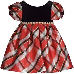 Bonnie Jean Girl's Christmas Dress - Holiday Plaid Dress for Baby, Toddler and Little Girls