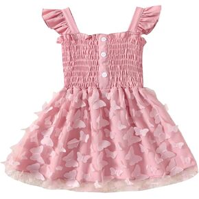 Toddler Baby Girl Butterfly Dress Ruffle Sleeveless Tulle Tutu Dresses Girls Party Birthday Princess Dresses
