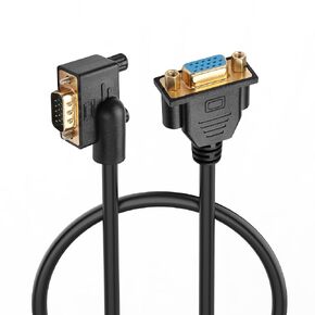 PNGKNYOCN 0.5M 90 Degree VGA Cable，Left Bend Angle 15 Pin Full HD 1080P High Resolution VGA Male to Female Video Extension Cable(L)