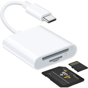 Coolden SD Card Reader USB C Micro SD Card Reader 2-in-1 Digital Camera Adapter Plug & Play Memory Card Reader for iPhone 15, MacBook Pro/Air, Chromebook, Galaxy and Type C Device(White) in Kuwait