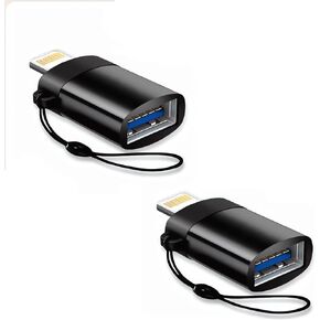 [معتمد من Apple MFi] موصل محول Lightning إلى USB 3.0 مع حبل قصير، 2 كابل USB 3.0 OTG لهاتف iPhone، أنثى USB تدعم توصيل قارئ بطاقة SD TF، قرص U، لوحة المفاتيح، الماوس، محرك فلاش USB، OTG in Kuwait