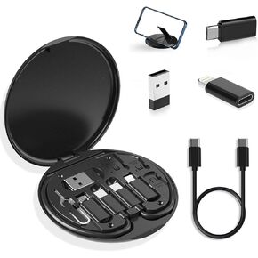 Multi USB Charging Adapter Cable Kit, USB to USB C Adapter and Sim Card Adapter Conversion Set, USB C to USB Adapter Box, USB C to Micro USB Adapter and Phone Holder for Traveling